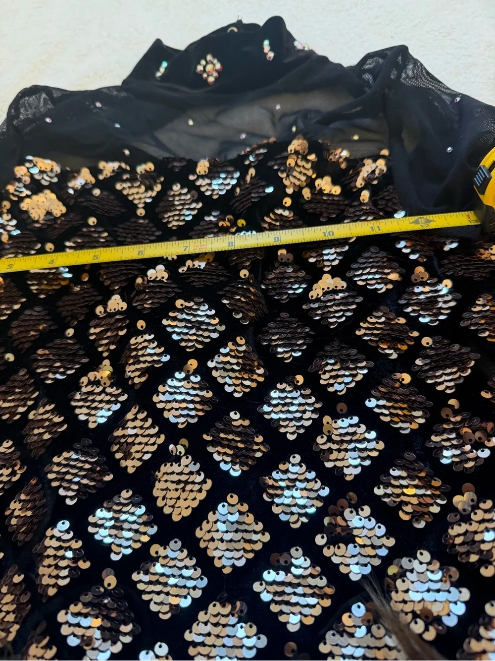 Black & Gold Costume Dress with Sequin - girls dance